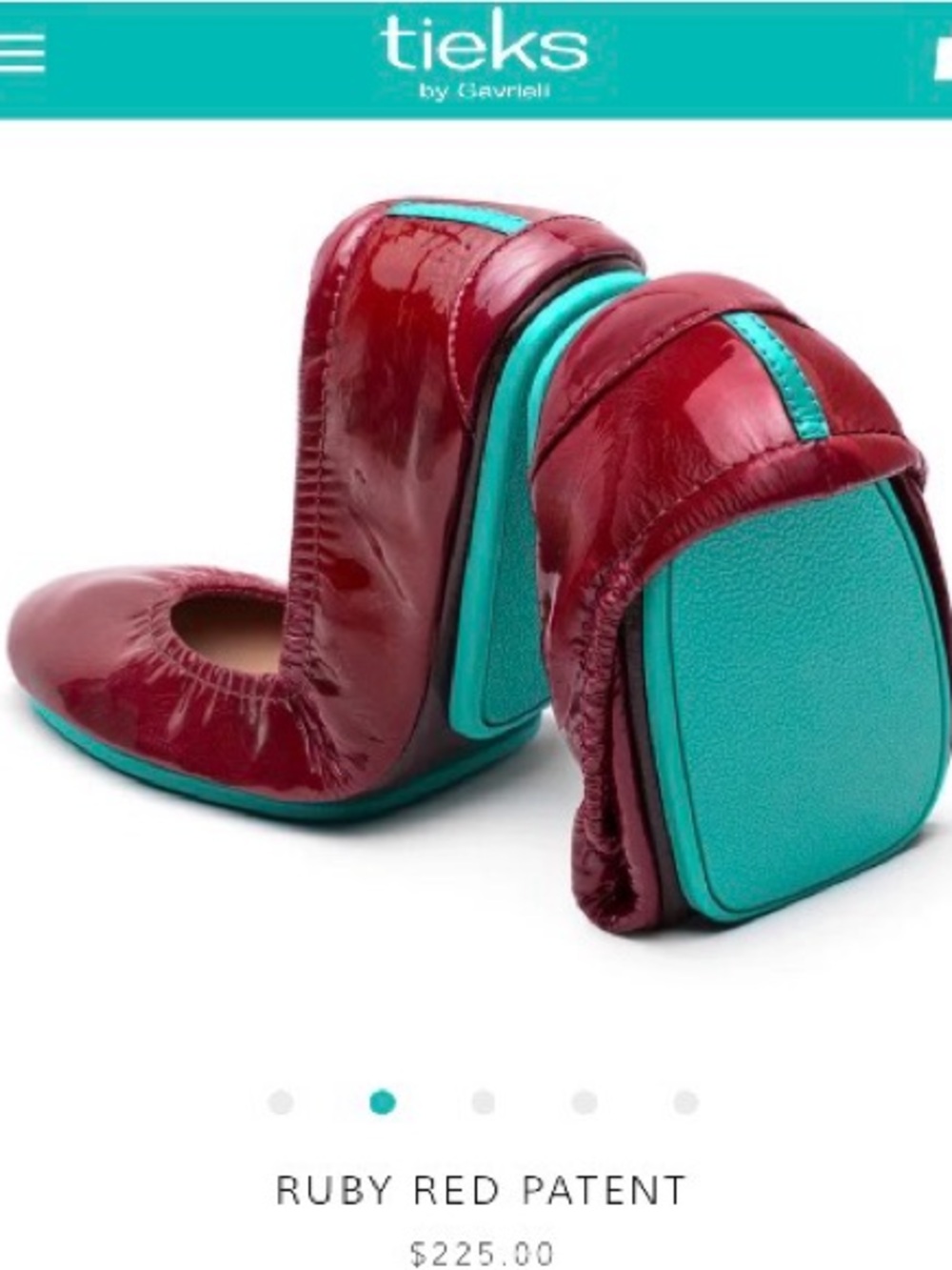 Tieks Ruby Red Italian Leather Foldable Ballerina Flats Sz 6 - Picture 2 of 12